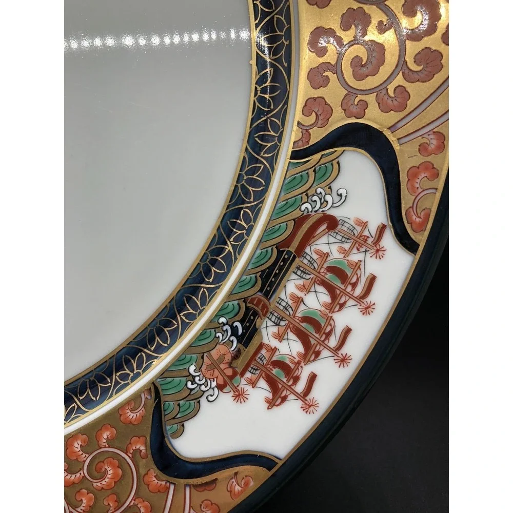 Arita Yamatoku Tableware Nishiki Nanban Ship Map Dinner Plate‎